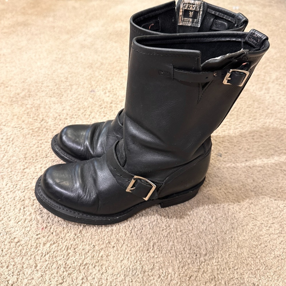FRYE Engineer 12R Moto Boots Women's US 7 M Black Leather American Biker USA